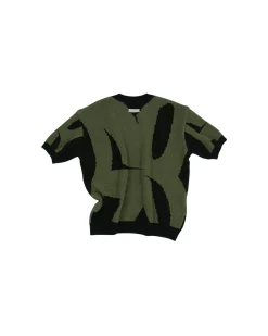 Andersson Bell New Ab Logo Jacquard Short Sleeve Knit Atb864M(Black)-Men Knitwear