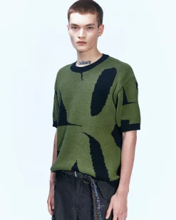 Andersson Bell New Ab Logo Jacquard Short Sleeve Knit Atb864M(Black)-Men Knitwear