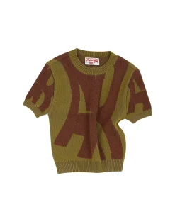 Andersson Bell New Ab Logo Jacquard Short Sleeve Knit Atb893W(Khaki)-Women Tops