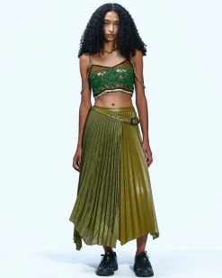Andersson Bell Nicola Double Pleats Skirts Apa602W(Khaki)-Women Skirts