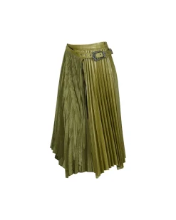 Andersson Bell Nicola Double Pleats Skirts Apa602W(Khaki)-Women Skirts