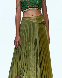 Andersson Bell Nicola Double Pleats Skirts Apa602W(Khaki)-Women Skirts