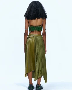 Andersson Bell Nicola Double Pleats Skirts Apa602W(Khaki)-Women Skirts