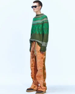 Andersson Bell Nordic Kid Mohair Raglan Sweater Atb859M(Khaki)-Men Knitwear