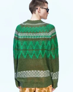 Andersson Bell Nordic Kid Mohair Raglan Sweater Atb859M(Khaki)-Men Knitwear