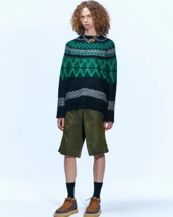 Andersson Bell Nordic Kid Mohair Raglan Sweater Atb859M(Black)-Men Knitwear