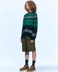 Andersson Bell Nordic Kid Mohair Raglan Sweater Atb859M(Black)-Men Knitwear