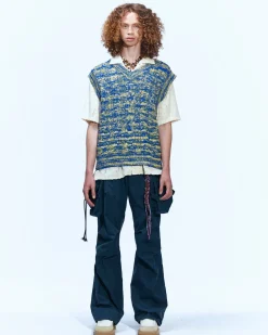Andersson Bell Otreto Cable Vest (Italian Yarn) Atb867M(Blue)-Men Knitwear