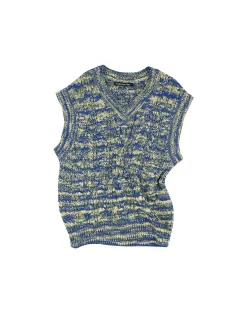 Andersson Bell Otreto Cable Vest (Italian Yarn) Atb867M(Blue)-Men Knitwear
