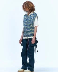 Andersson Bell Otreto Cable Vest (Italian Yarn) Atb867M(Blue)-Men Knitwear