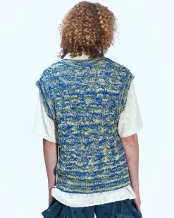 Andersson Bell Otreto Cable Vest (Italian Yarn) Atb867M(Blue)-Men Knitwear