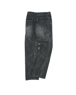 Andersson Bell Panel Carpenter Boot-Cut Jeans Apa610M(Washed Black)-Men Trousers