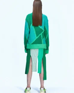 Andersson Bell Paola Knitted Panelled Skirt Apa598W(Green)-Women Skirts