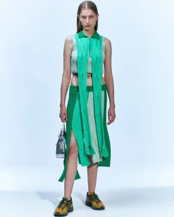Andersson Bell Paola Knitted Panelled Skirt Apa598W(Green)-Women Skirts