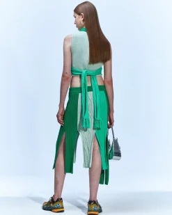 Andersson Bell Paola Knitted Panelled Skirt Apa598W(Green)-Women Skirts