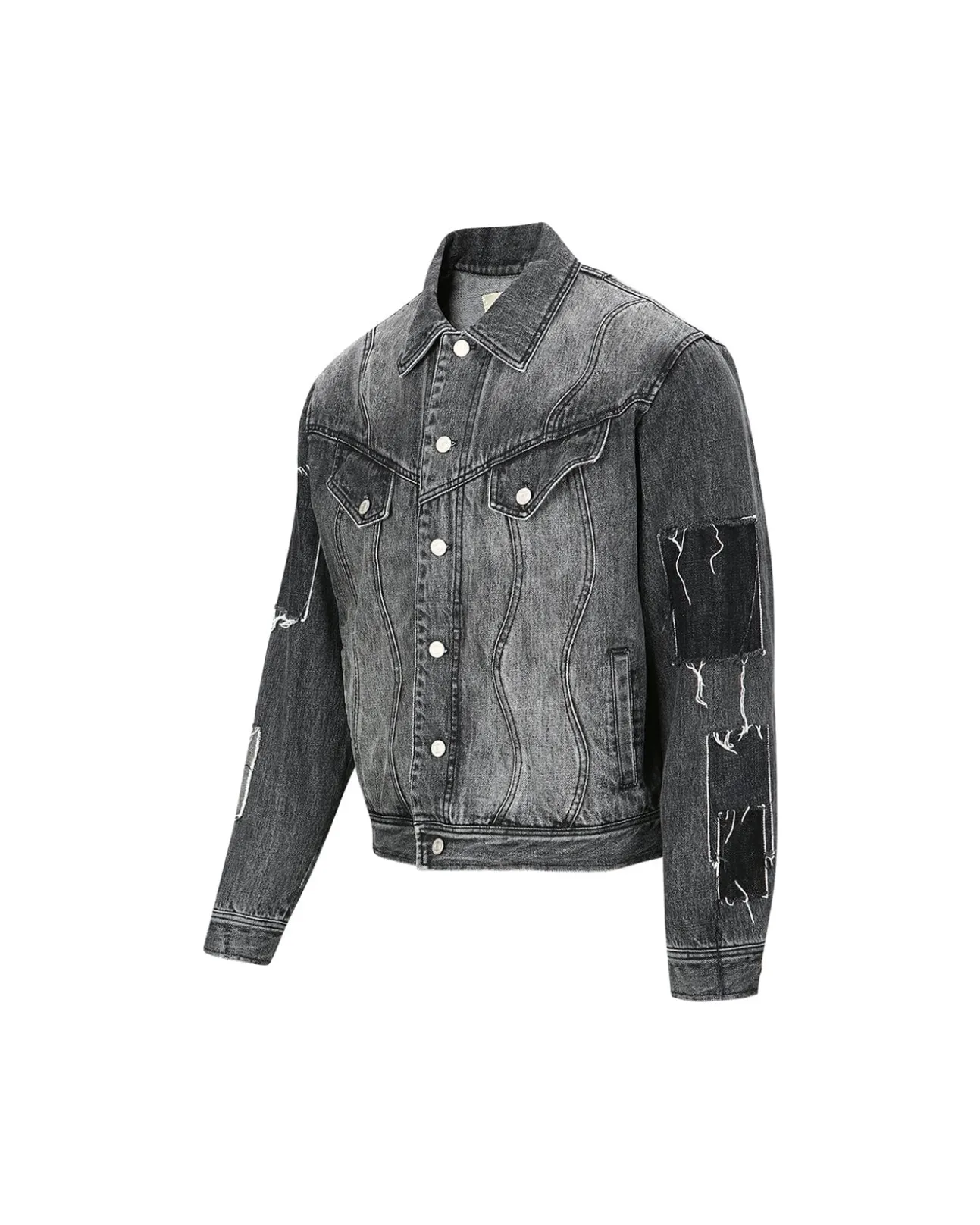 Andersson Bell Patchwork Denim Jacket Awa508M(Black)-Men Outerwear