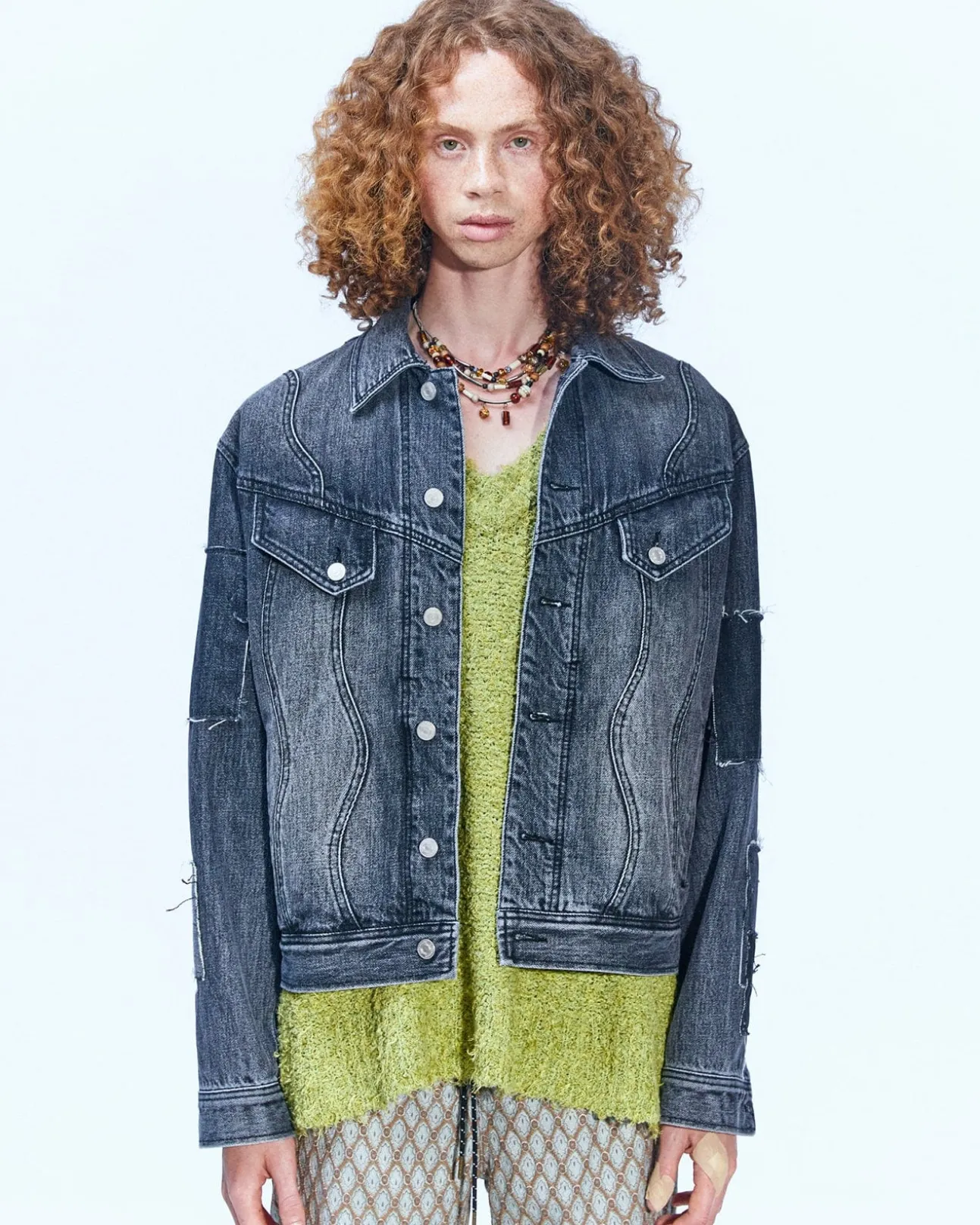 Andersson Bell Patchwork Denim Jacket Awa508M(Black)-Men Outerwear