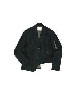 Andersson Bell Pin Stripe Bomber Combo Jacket Awa527U(Charcoal)-Women Outerwear