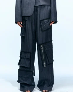 Andersson Bell Pin Stripe Tailored Cargo Pants Apa630W(Charcoal)-Women Trousers
