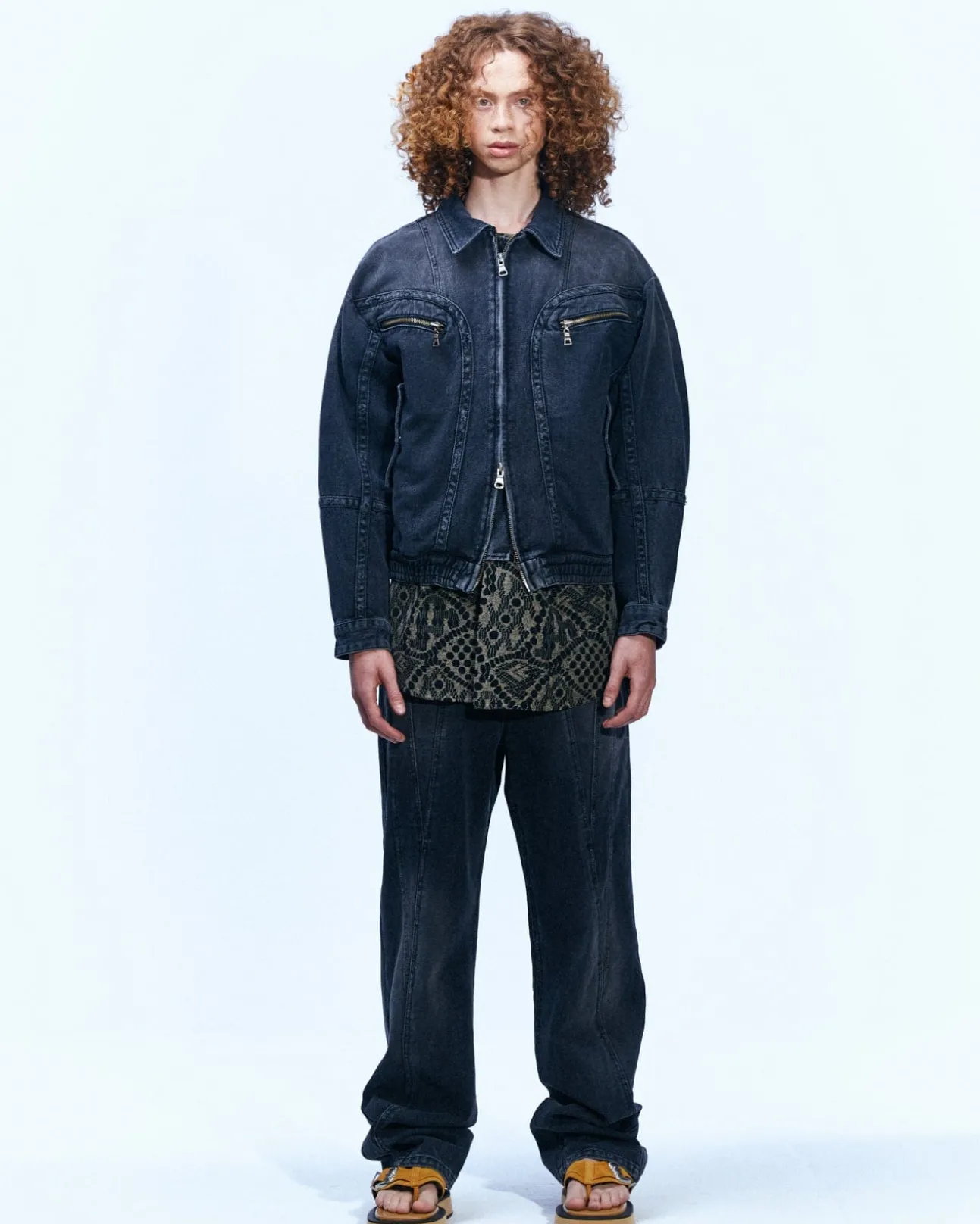 Andersson Bell Pointe Denim Blouson Jacket Awa511M(Black)-Men Outerwear