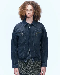 Andersson Bell Pointe Denim Blouson Jacket Awa511M(Black)-Men Outerwear