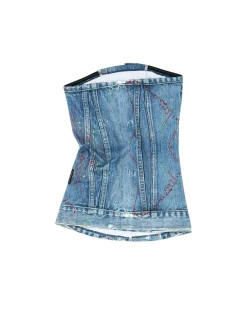 Andersson Bell Printed Tube Top Atb930W(Blue)-Women Tops