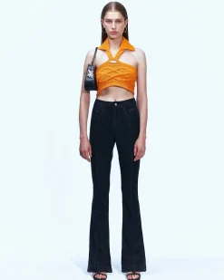 Andersson Bell Renee Faux Suede Pants Apa596W(Black)-Women Trousers