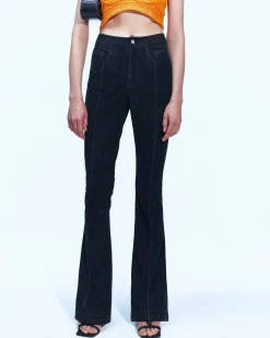 Andersson Bell Renee Faux Suede Pants Apa596W(Black)-Women Trousers