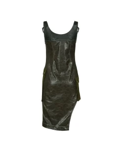 Andersson Bell Sadie Cracked Faux Leather Dress Atb873W(Khaki)-Women Dresses