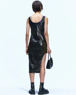 Andersson Bell Sadie Cracked Faux Leather Dress Atb873W(Khaki)-Women Dresses