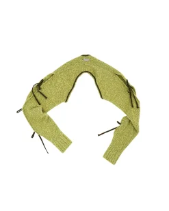 Andersson Bell Senko Hairy Lace Up Knit Bolero Atb889W(Olive)-Women Tops
