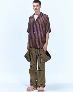 Andersson Bell Sheer Knit Open Collar Shirts Atb844M(Purple)-Men Shirts