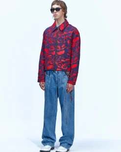 Andersson Bell Sierra Panel Wide-Leg Jeans Apa608M(Washed Blue)-Men Trousers