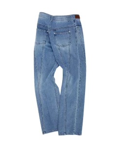 Andersson Bell Sierra Panel Wide-Leg Jeans Apa608M(Washed Blue)-Men Trousers