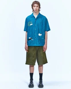 Andersson Bell Summer Garden Embroidery Open Collar Shirts Atb845M(D.Green)-Men Shirts