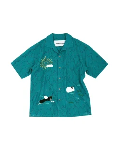 Andersson Bell Summer Garden Embroidery Open Collar Shirts Atb845M(D.Green)-Men Shirts