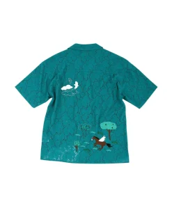 Andersson Bell Summer Garden Embroidery Open Collar Shirts Atb845M(D.Green)-Men Shirts