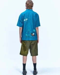 Andersson Bell Summer Garden Embroidery Open Collar Shirts Atb845M(D.Green)-Men Shirts