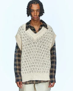 Andersson Bell Sustainable Knit Vest Atb671M(Ecru)-Men Knitwear