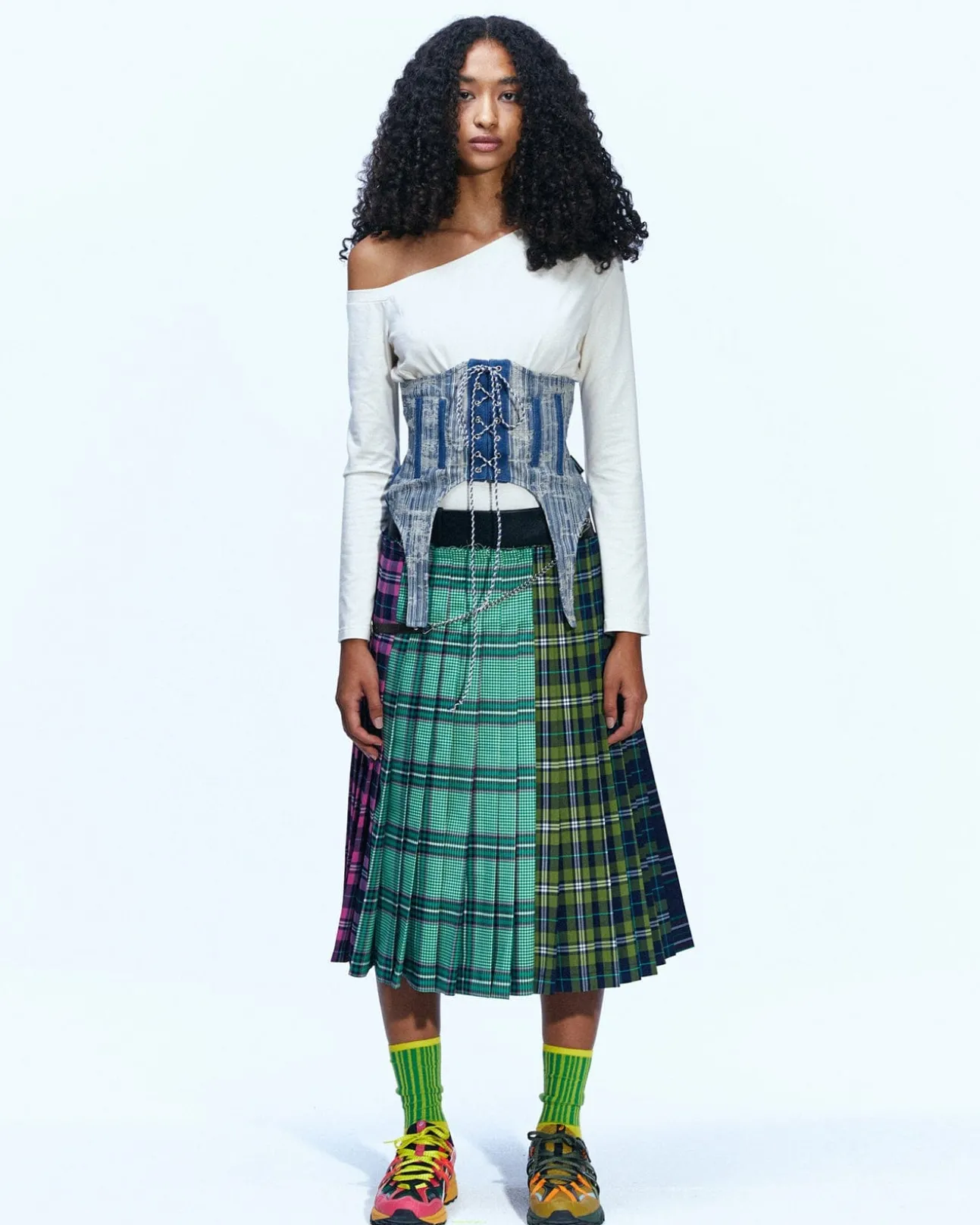 Andersson Bell Taga Check Pleats Skirt Apa601W(Multi)-Women Skirts