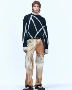 Andersson Bell Tawney Beige Print Denim Apa595M(Sand)-Men Trousers