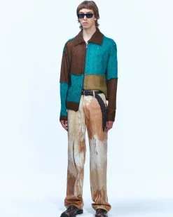Andersson Bell Tawney Beige Print Denim Apa595M(Sand)-Men Trousers