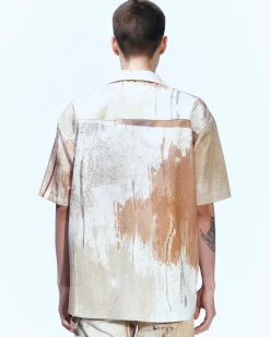 Andersson Bell Tawney Beige Print Open Collar Shirts Atb851M(Sand)-Men Shirts