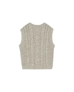 Andersson Bell Totto Cable Vest (Italian Yarn) Atb667M(Ivory/Beige)-Men Knitwear