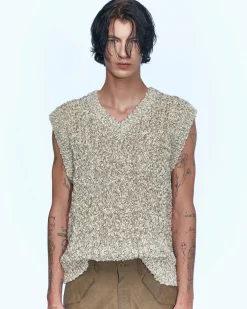 Andersson Bell Totto Cable Vest (Italian Yarn) Atb667M(Ivory/Beige)-Men Knitwear