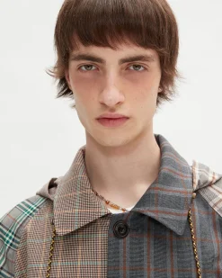 Andersson Bell Unisex Checked Raglan Coat Awa413U(Multi Color)-Men Outerwear