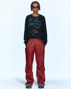Andersson Bell Unisex Flower Man Crew Neck Sweater Atb961U(Black)-Men Knitwear