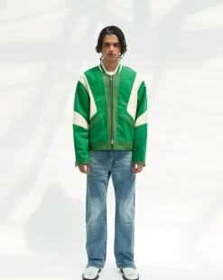 Andersson Bell Unisex Leather Motorcycle Padded Jacket Awa436U(Forest Green)-Men Outerwear