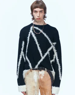 Andersson Bell Unisex Reims23 Intarsia Sweater Atb858U(Black)-Men Knitwear