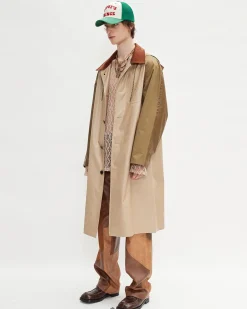 Andersson Bell Unisex Waxed Raglan Coat Awa412U(Beige/Khaki)-Men Outerwear